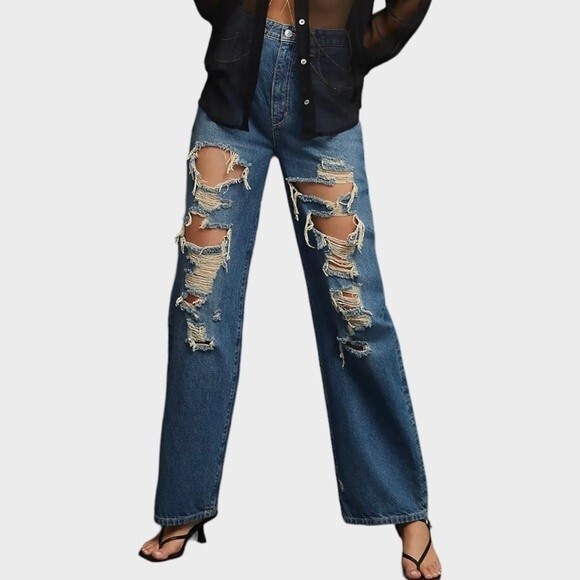 Anthropologie Pilcro The Joey High-Rise Straight Jeans Blair Wash Womens Size 27 - Picture 15 of 16